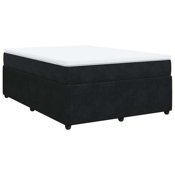 vidaXL Sommier &agrave; lattes de lit avec matelas Noir 140x190 cm Velours