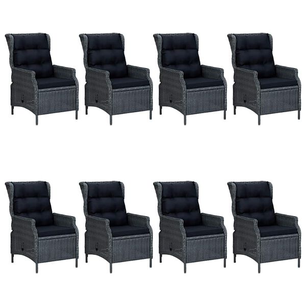 vidaXL Ensemble &agrave; manger de jardin 9 pcs Gris fonc&eacute;