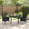 vidaXL Ensemble de salle &agrave; manger pour jardin 3 pcs Noir polyrotin
