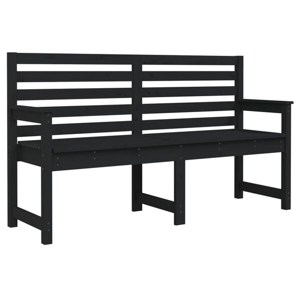 vidaXL Banc de jardin noir 159,5x48x91,5 cm bois massif de pin