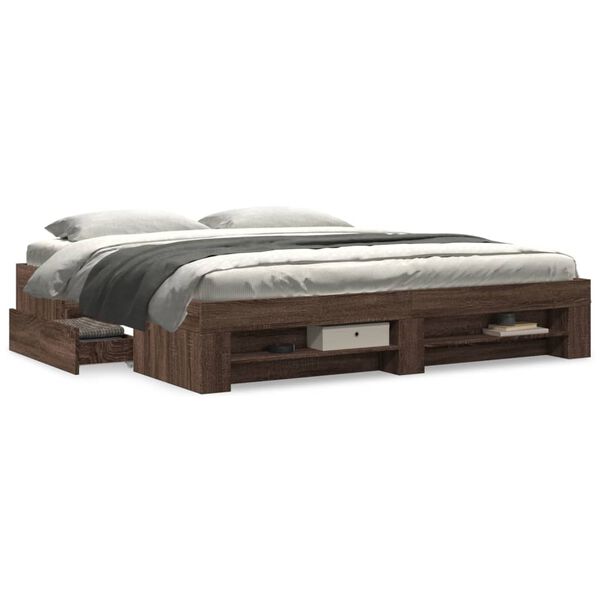 vidaXL Cadre de lit sans matelas ch&ecirc;ne marron 180x200 cm