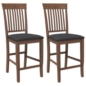 vidaXL Tabourets de bar avec coussins (lot de 2) en bois massif marron et caoutchouc