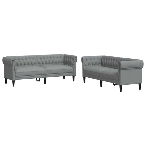 vidaXL Canap&eacute; de salon 2 pcs Gris clair 201,5 x 74,5 x 74,5 cm tissu