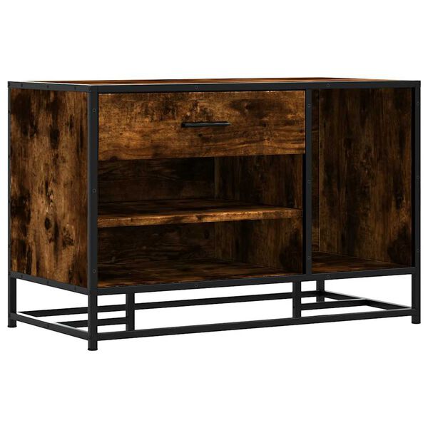 vidaXL Banc à chaussures chêne fumé bois d'ingénierie et métal