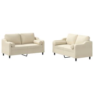 vidaXL Ensemble de canap&eacute;s 2 pcs avec coussins cr&egrave;me tissu