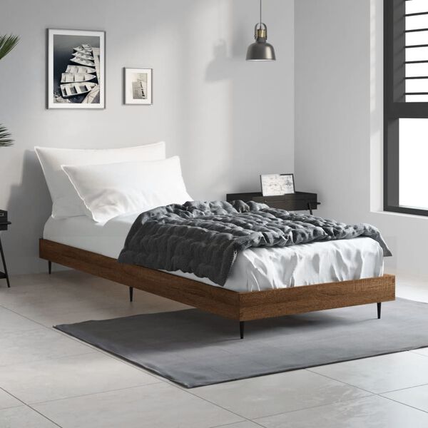 vidaXL Cadre de lit sans matelas ch&ecirc;ne marron 75x190cm bois ing&eacute;nierie