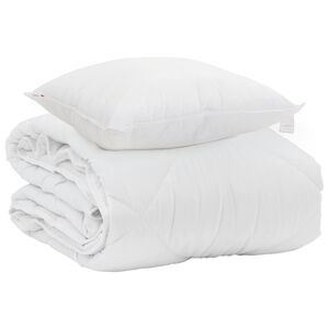 vidaXL Duvet d'&eacute;t&eacute; simple avec oreiller 2 pi&egrave;ces Blanc Microfibre