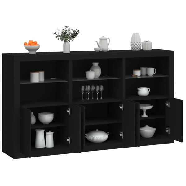 vidaXL Buffet avec lumi&egrave;res LED noir 181,5x37x100 cm