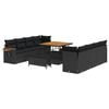 vidaXL Ensemble de canap&eacute; de jardin 11 pc Noir polyrotin