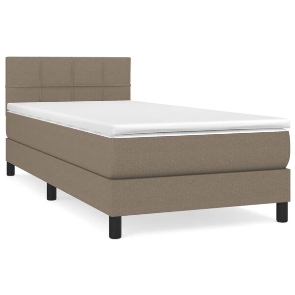 vidaXL Sommier &agrave; lattes de lit avec matelas Taupe 90x200 cm Tissu