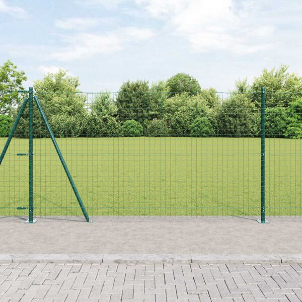 vidaXL Poteaux de clôture 7 pcs Vert Ø32mm 150 cm Acier galvanisé
