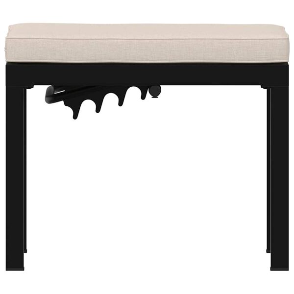 vidaXL Tabouret de jardin avec coussin noir acier enduit de poudre