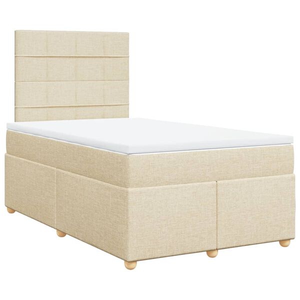 vidaXL Sommier &agrave; lattes de lit avec matelas Cr&egrave;me 120x200 cm Tissu
