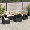 vidaXL Salon de jardin 7 pcs avec coussins noir r&eacute;sine tress&eacute;e