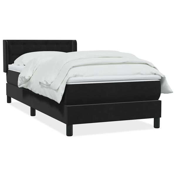 vidaXL Sommier &agrave; lattes de lit avec matelas noir 90x220 cm velours