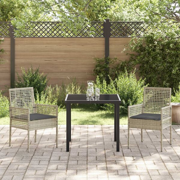 vidaXL Ensemble de salle &agrave; manger pour jardin 3 pcs Gris clair
