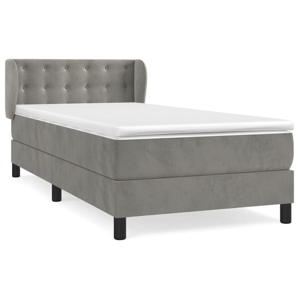 vidaXL Sommier &agrave; lattes de lit et matelas Gris clair 100x200cm Velours