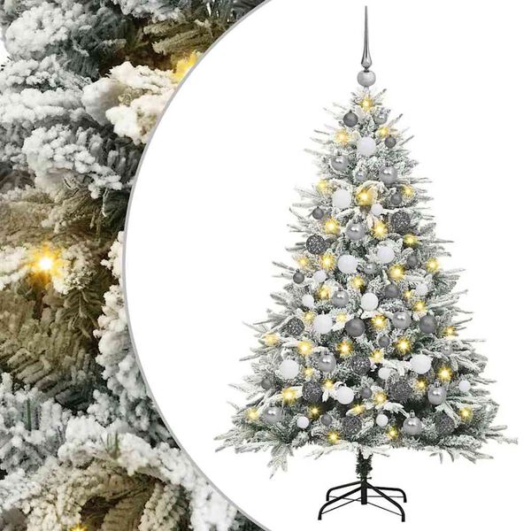 vidaXL Arbre de No&euml;l artificiel pr&eacute;-&eacute;clair&eacute; avec ensemble de boules