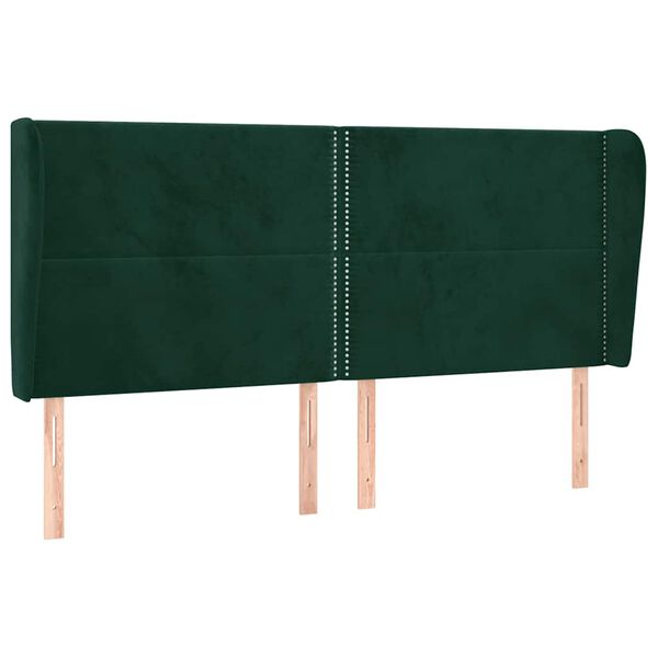 vidaXL T&ecirc;te de lit avec oreilles Vert fonc&eacute; 203x23x118/128 cm Velours