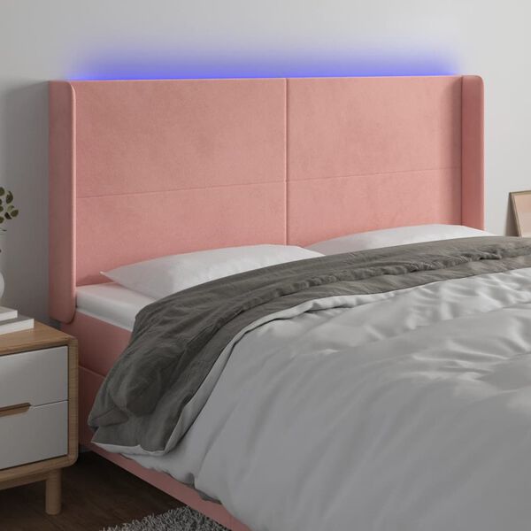 vidaXL T&ecirc;te de lit &agrave; LED Rose 163x16x118/128 cm Velours