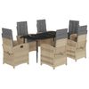 vidaXL Ensemble &agrave; manger de jardin coussins 7 pcs m&eacute;lange beige rotin