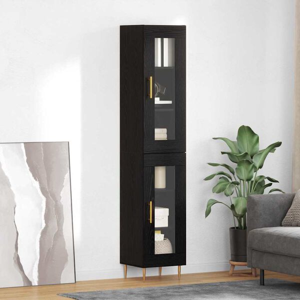 vidaXL Haut Armoire 2 pcs Ch&ecirc;ne noir Verre