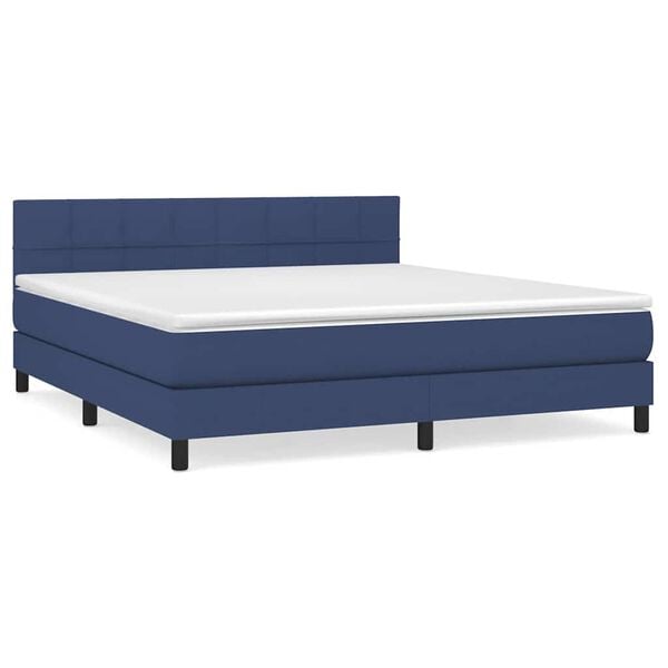 vidaXL Sommier &agrave; lattes de lit avec matelas Bleu 160x200 cm Tissu