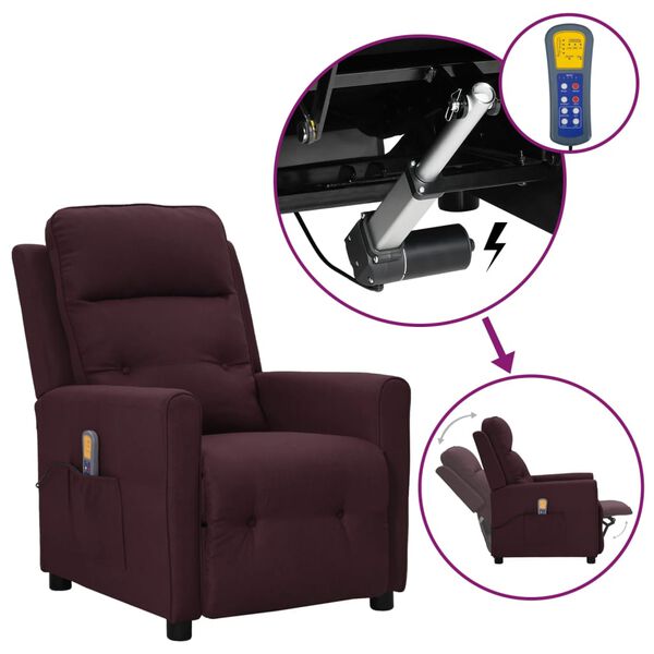vidaXL Fauteuil de massage Violet Tissu