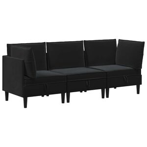 vidaXL Ensemble de meubles pour le salon 3 pcs Noir Velours