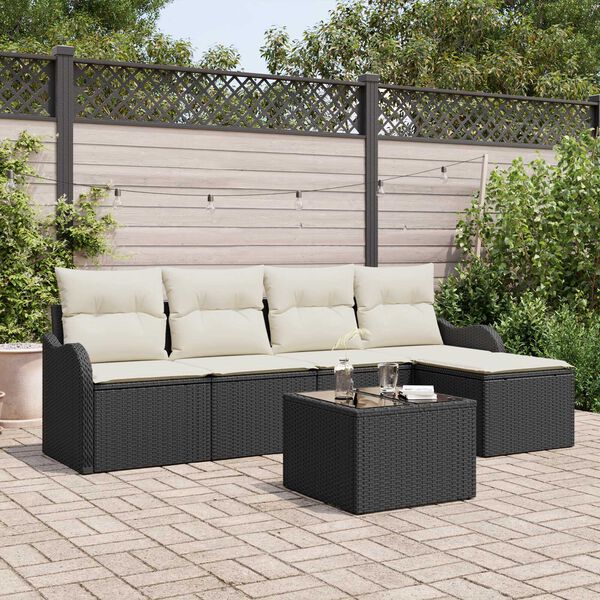 vidaXL Ensemble de canap&eacute; de jardin 6 pcs Marron polyrotin