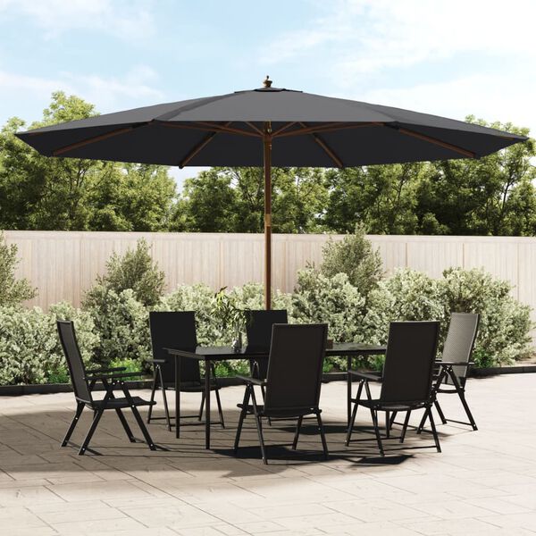 vidaXL Parasol de jardin avec m&acirc;t en bois noir 400x273 cm