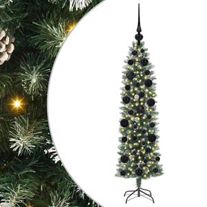 vidaXL Arbre de No&euml;l artificiel slim avec 150 LED Vert et blanc 120 cm