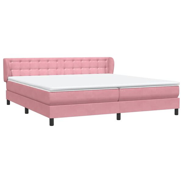 vidaXL Sommier &agrave; lattes de lit avec matelas rose 180x210 cm velours