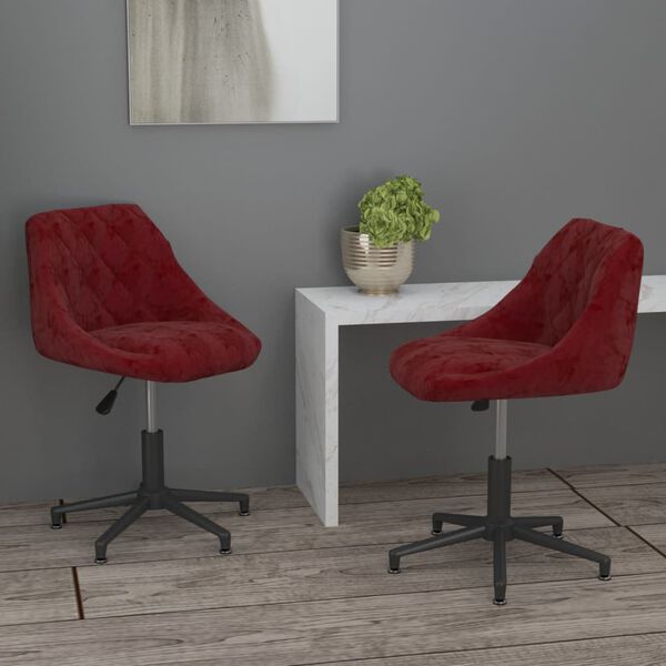 vidaXL Chaises &agrave; manger pivotantes lot de 2 rouge bordeaux velours