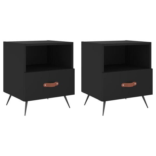vidaXL Tables de chevet 2 pcs noir 40x35x47,5 cm bois d’ingénierie