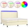 vidaXL Sommier &agrave; lattes de lit matelas LED Cr&egrave;me 200x200 cm Similicuir