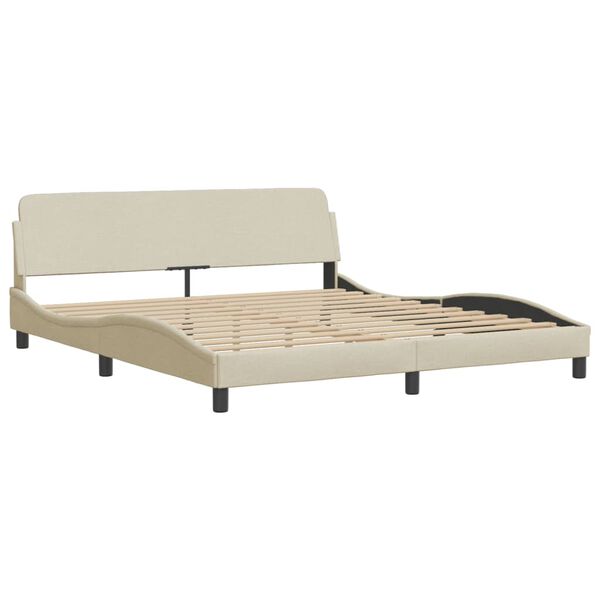 vidaXL Lit avec matelas Hvar cr&egrave;me 180x200 cm tissu