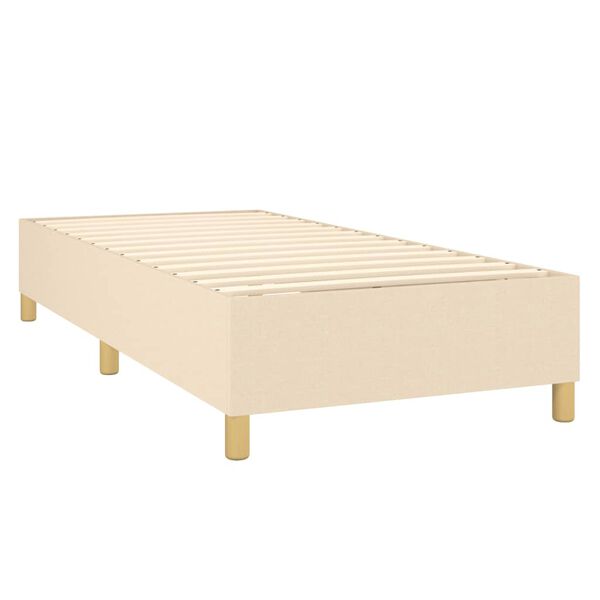 vidaXL Sommier &agrave; lattes de lit avec matelas Cr&egrave;me 100x200 cm Tissu