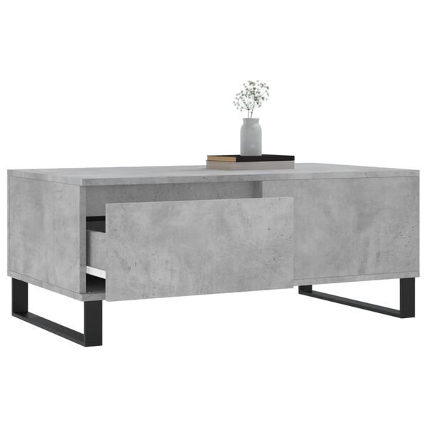 vidaXL Table basse Gris b&eacute;ton 90x50x36,5 cm Bois d'ing&eacute;nierie
