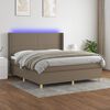 vidaXL Sommier &agrave; lattes de lit matelas et LED Taupe 160x200 cm Tissu
