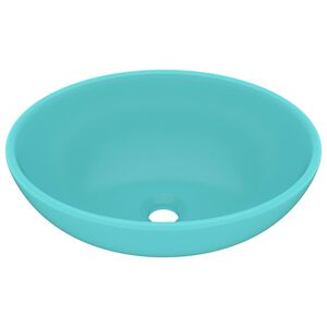 vidaXL Lavabo ovale de luxe Vert clair mat 40x33 cm C&eacute;ramique
