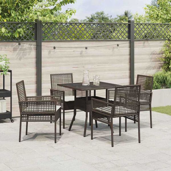 vidaXL Ensemble de salle à manger pour jardin 5 pcs Marron polyrotin