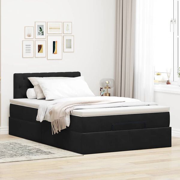vidaXL Lit ottoman avec matelas et LED noir 120x190 cm velours
