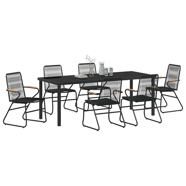 vidaXL Ensemble de salle &agrave; manger pour jardin 7 pcs Noir