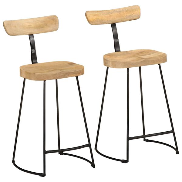 vidaXL Tabourets de bar lot de 2 49x43x88 cm bois de manguier massif