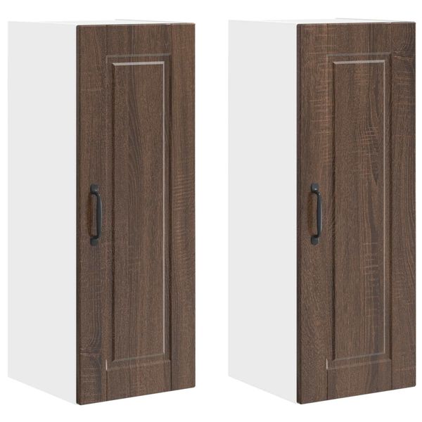 vidaXL Armoire de cuisine avec porte 2 pcs Ch&ecirc;ne brun 30 x 31 x 80 cm