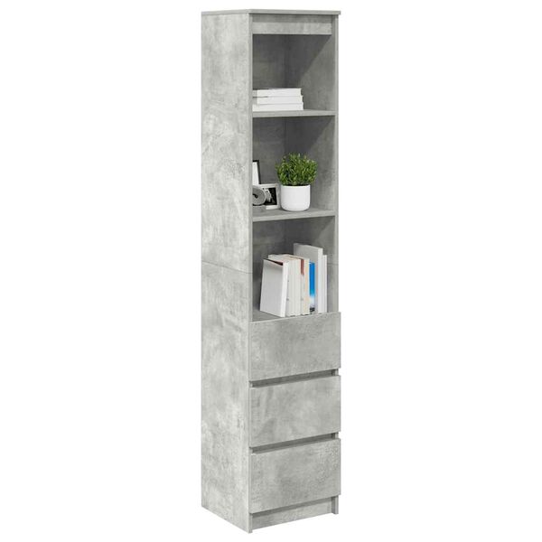vidaXL Buffet haut gris béton 37,5x35x180 cm bois d'ingénierie
