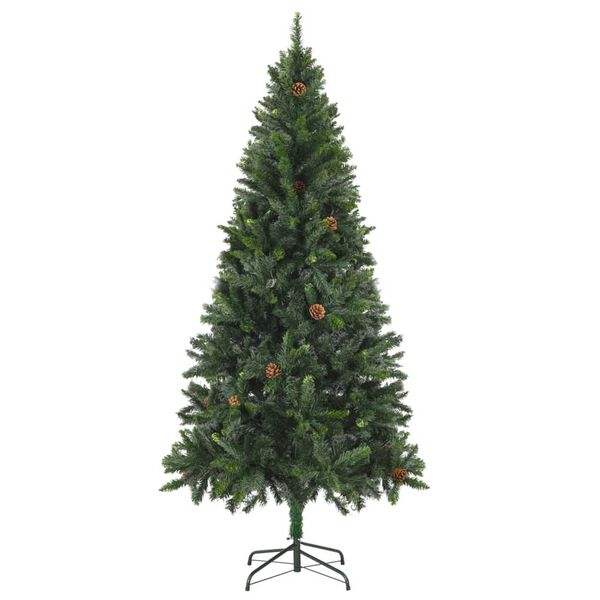 vidaXL Arbre de Noël artificiel pré-éclairé pommes de pin vert 210 cm