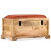 vidaXL Banc de rangement Cuir v&eacute;ritable Bois de manguier 80x44x44 cm