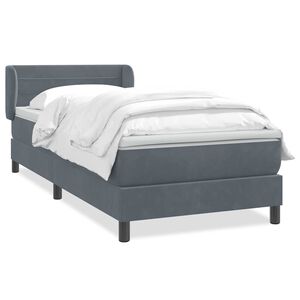 vidaXL Sommier &agrave; lattes de lit et matelas gris fonc&eacute; 90x220 cm velours